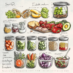 Organized vegan meal plan with fresh ingredients