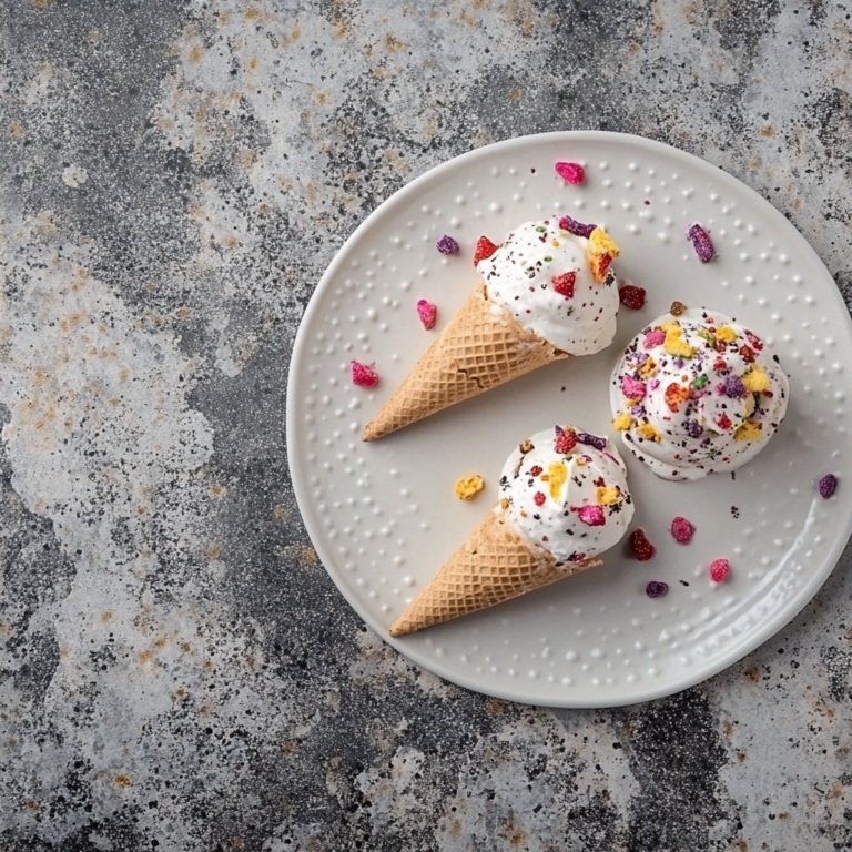 Featured plate of vegan movie-night snacks including black paper cones of colorful popcorn, mango sorbet cups garnished with mint, and herb-dipped palm heart sticks on a white ceramic plate.